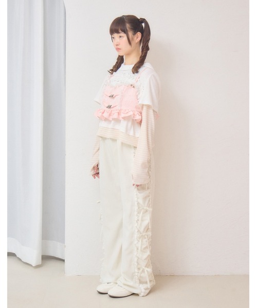 Lolime by mellfy memory(ロリミー バイ メルフィーメモリー)の「frill rose jacquard bustier(Tシャツ/カットソー・レディース・ホワイト/ピンク・FREE)」の12枚目の写真