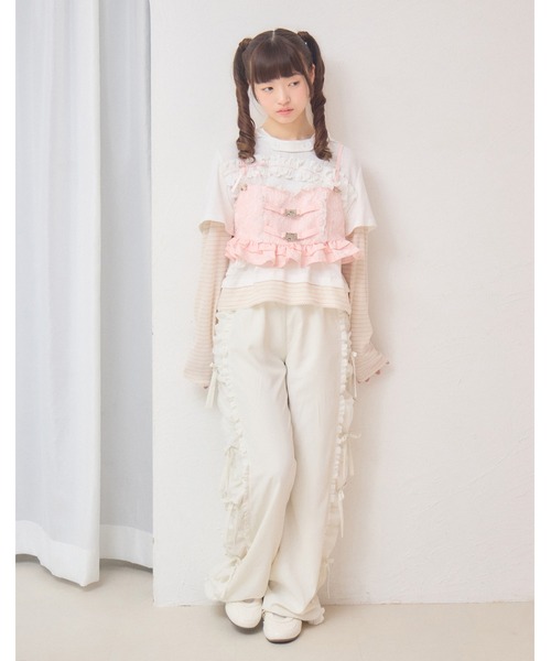 Lolime by mellfy memory(ロリミー バイ メルフィーメモリー)の「frill rose jacquard bustier(Tシャツ/カットソー・レディース・ホワイト/ピンク・FREE)」の11枚目の写真