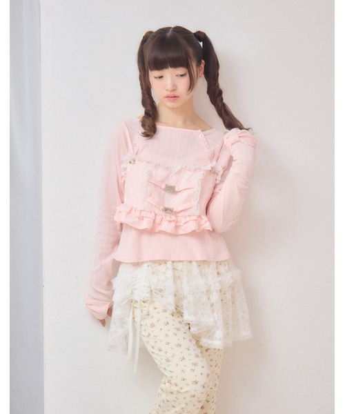 Lolime by mellfy memory(ロリミー バイ メルフィーメモリー)の「frill rose jacquard bustier(Tシャツ/カットソー・レディース・ホワイト/ピンク・FREE)」の8枚目の写真