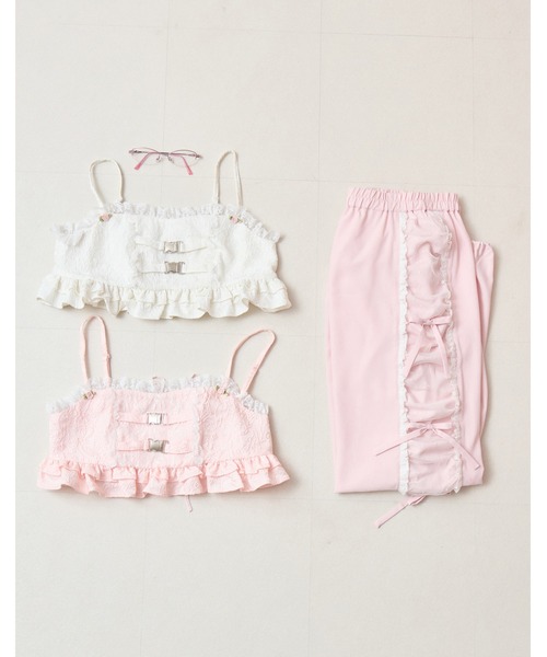 Lolime by mellfy memory(ロリミー バイ メルフィーメモリー)の「frill rose jacquard bustier(Tシャツ/カットソー・レディース・ホワイト/ピンク・FREE)」の16枚目の写真