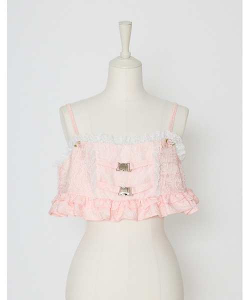 Lolime by mellfy memory(ロリミー バイ メルフィーメモリー)の「frill rose jacquard bustier(Tシャツ/カットソー・レディース・ホワイト/ピンク・FREE)」の18枚目の写真