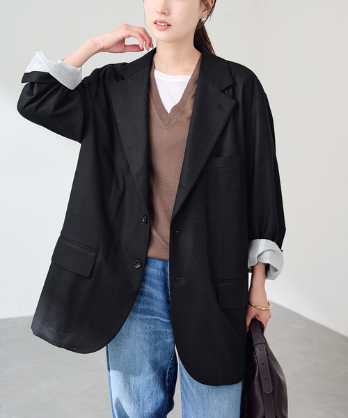 FRAMeWORK(フレームワーク)の「COUTURE DADAM big jk single cashmere ble(テーラードジャケット・レディース・ブラック・FREE)」の1枚目の写真
