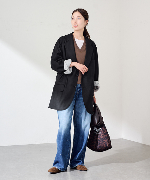 FRAMeWORK(フレームワーク)の「COUTURE DADAM big jk single cashmere ble(テーラードジャケット・レディース・ブラック・FREE)」の2枚目の写真