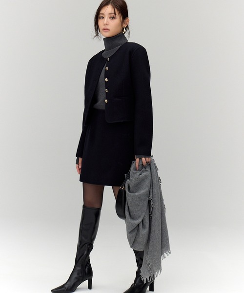 anuans(アニュアンス)の「リバーウールメルトンミニスカート(スカート・レディース・ネイビー/キャメル・SMALL/MEDIUM)」の3枚目の写真