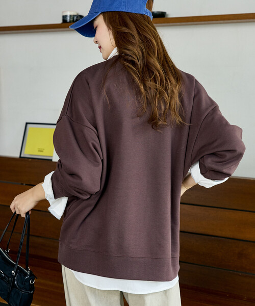 GAP(ギャップ)の「PUBLUX × GAP/ギャップ 別注 ドット ロゴ 刺繍 裏起毛 スウェット 限定展開(スウェット・レディース・グレー/チャコールグレー/ネイビー/ブラウン・フリ-)」の21枚目の写真