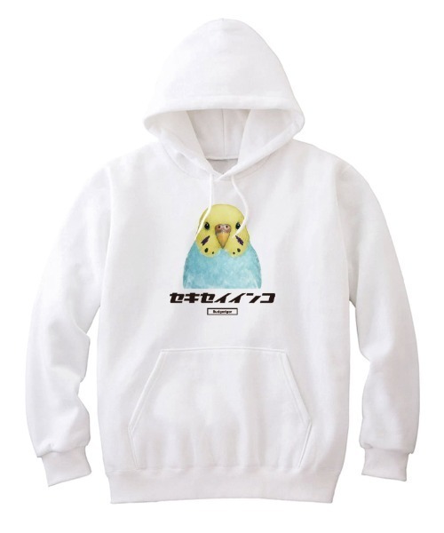 Moftique(モフティック)の「Moftique(モフティック) プルパーカー スウェット 裏毛 セキセイインコ 鳥 ペット アニマル プリント トップス メンズ ユニセックス(パーカー・メンズ・ヘザーグレー/ブラック/ホワイト・XL/L/M)」の2枚目の写真