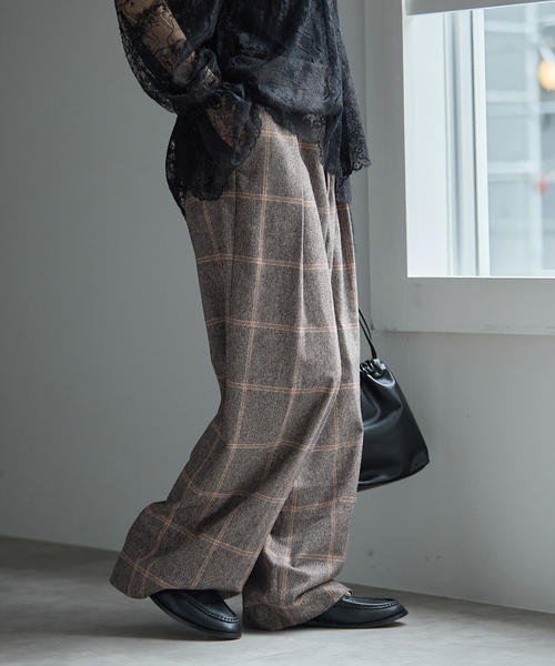 journal standard L'essage(ジャーナルスタンダードレサージュ)の「L' ESSENTIAL BALLI チェックパンツ(スラックス・レディース・ブラウン系その他/グレー・36/38)」の9枚目の写真
