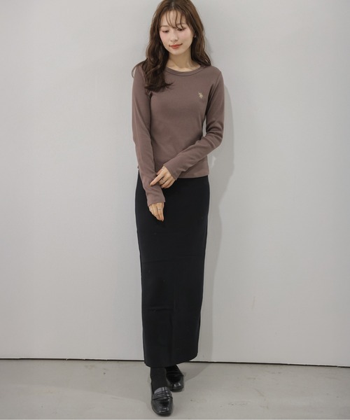 La-gemme(ラジェム)の「U.S. POLO ASSN. 別注 ワンポイント刺繍リブトップス(ニット/セーター・レディース・ネイビー/ブラック/ホワイト/ブラウン/グレー・フリー)」の21枚目の写真