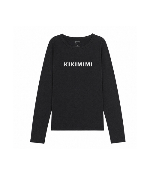 KIKIMIMI(キキミミ)の「KIKIMIMI フォント スリムロングスリーブ(ブラック)(Tシャツ/カットソー・レディース・ブラック・FREE)」の1枚目の写真