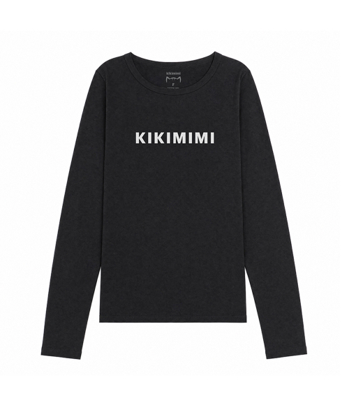 KIKIMIMI(キキミミ)の「KIKIMIMI フォント スリムロングスリーブ(ブラック)(Tシャツ/カットソー・レディース・ブラック・FREE)」の2枚目の写真