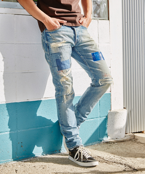 HYSTERIC GLAMOUR(ヒステリックグラマー)の「BPR加工 デニムテーパードPT(デニムパンツ・メンズ・インディゴブルー・29inch/32inch/28inch/34inch/31inch/30inch)」の1枚目の写真