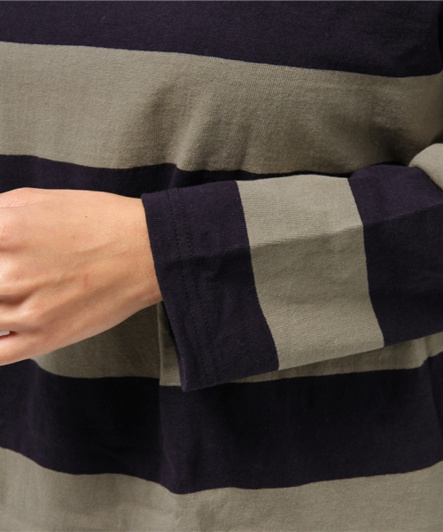 CUBE SUGAR（キューブシュガー）の「USコットン 14/-空紡糸天竺 ボトル入り太ボーダーBIGボート（Tシャツ/カットソー・レディース・ホワイト×ブラック/グレー系その他/ホワイト×グレー/ホワイト×イエロー・M）」の9枚目の写真