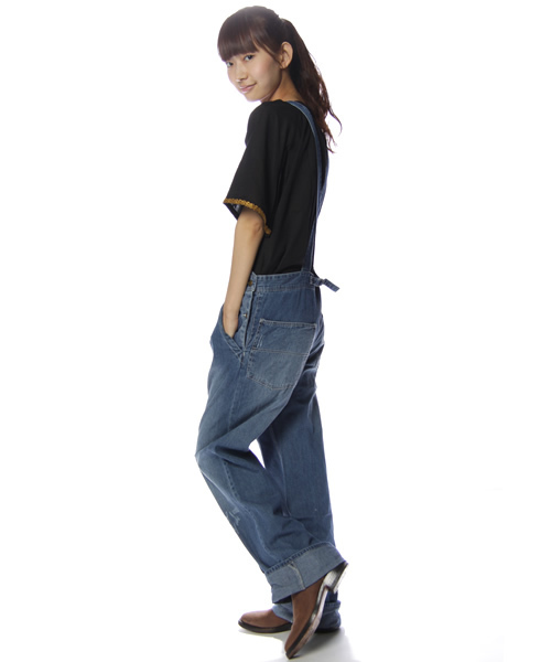 mystic（ミスティック）の「クラッシュデニムサロペット（サロペット/オーバーオール・レディース・ブルー・1/2）」の2枚目の写真
