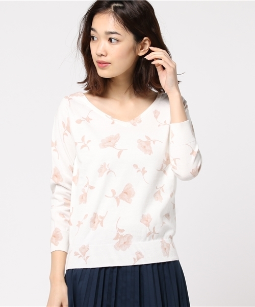 プロポーションボディドレッシング☆美品フラワープリントニット 楽天市場】【SALE／60%OFF】アンティークフラワープリントニット