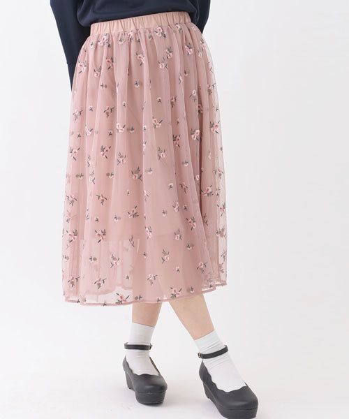 Earth Music Ecology アースミュージックアンドエコロジー の 刺繍チュールスカート スカート Wear