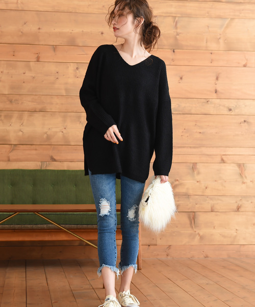 Luz Llena（ラズレナ）の「裾フリンジ・クロップド丈スキニーデニム（デニムパンツ・レディース・ブルー/ライトブルー・MEDIUM/SMALL）」の4枚目の写真