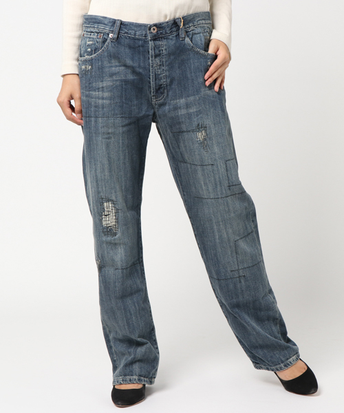 OLD BETTY'S(オールドベティーズ)の「Denim 5Pocket Damage Pants/デニム5ポケットダメージパンツ(デニムパンツ・レディース・インディゴブルー・S/M)」の4枚目の写真