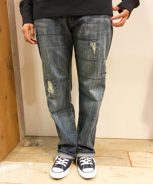 OLD BETTY'S(オールドベティーズ)の「Denim 5Pocket Damage Pants/デニム5ポケットダメージパンツ(デニムパンツ・レディース・インディゴブルー・S/M)」の6枚目の写真
