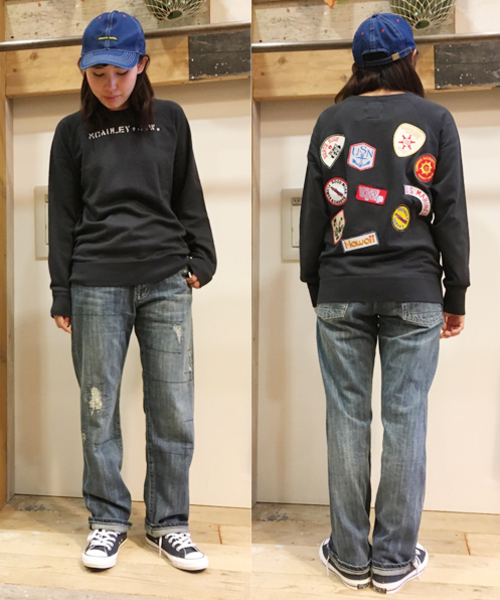 OLD BETTY'S(オールドベティーズ)の「Denim 5Pocket Damage Pants/デニム5ポケットダメージパンツ(デニムパンツ・レディース・インディゴブルー・S/M)」の2枚目の写真