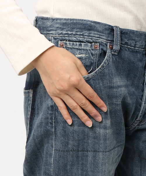 OLD BETTY'S(オールドベティーズ)の「Denim 5Pocket Damage Pants/デニム5ポケットダメージパンツ(デニムパンツ・レディース・インディゴブルー・S/M)」の10枚目の写真