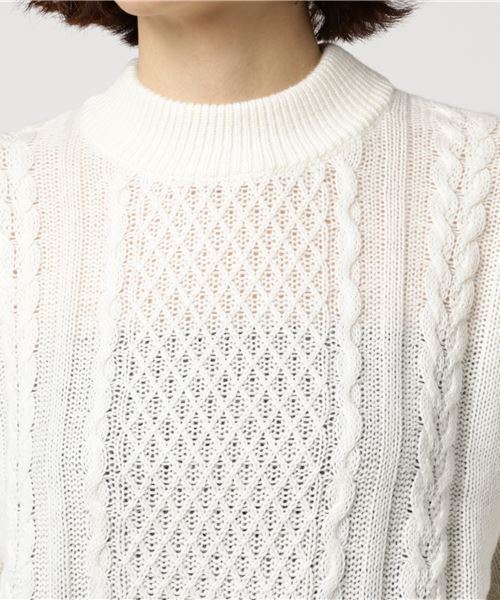 earth music&ecology(アースミュージックアンドエコロジー)の「・クロスケーブルニットプルオーバー(ニット/セーター・レディース・ネイビー/ライトグレー/ベージュ/アイボリー・FREE)」の6枚目の写真