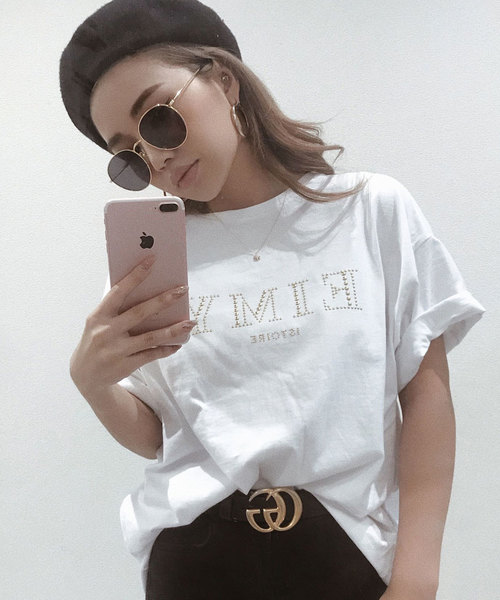 eimyistoire スタッズロゴTシャツ EIMY ISTOIRE eimy istoire スタッズロゴTシャツ ピンク -靴