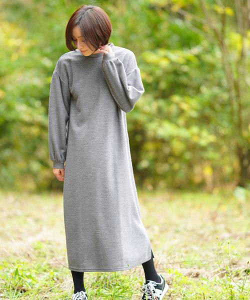 rps(アールピーエス)の「ボリューム袖ニットソーワンピース(ワンピース・レディース・グレー系その他/ブラック/杢グレー・M)」の3枚目の写真