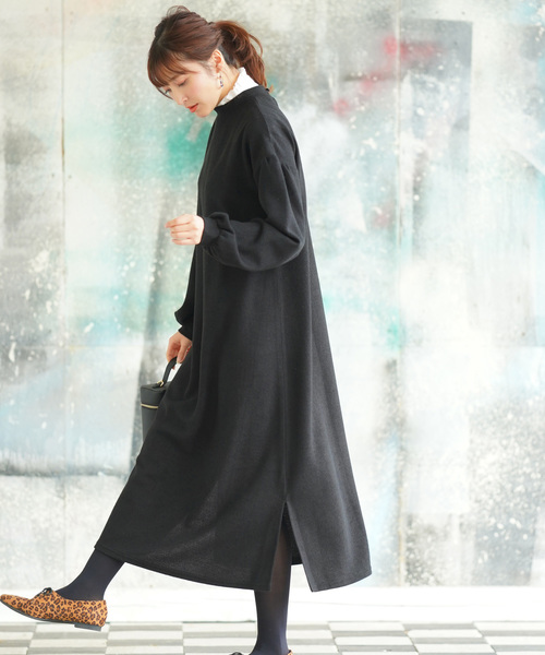 rps(アールピーエス)の「ボリューム袖ニットソーワンピース(ワンピース・レディース・グレー系その他/ブラック/杢グレー・M)」の2枚目の写真