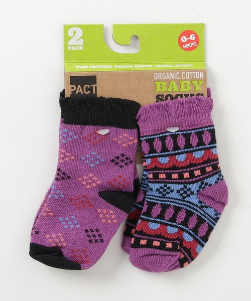 PACT(パクト)の「PACT Girl's Sock Two-Pack ベビーソックス/靴下 2足組(ソックス/靴下・キッズ・ブルー系その他/パープル系その他/ピンク系その他・0-6MONTH/6-12MONTH/12-24 M)」の1枚目の写真