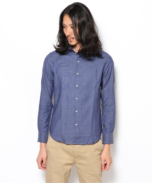 NANO universe（ナノユニバース）の「カッタウェイヘリンボンシャツ（シャツ/ブラウス・メンズ・ネイビー・44/46/48）」の2枚目の写真