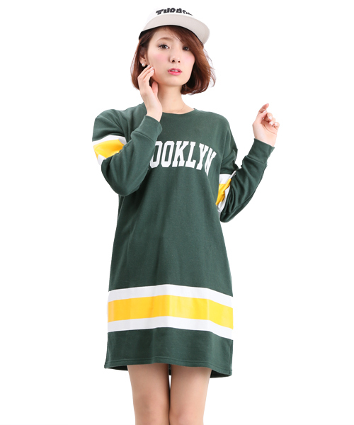 WEGO（ウィゴー）の「WEGO/バックナンバースウェットワンピース（ワンピース・レディース・オフホワイト/グリーン/ネイビー・FREE）」の2枚目の写真