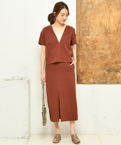 DouDou(ドゥドゥ)の「深Vブラウス(シャツ/ブラウス・レディース・ベージュ/レッド・FREE)」の16枚目の写真