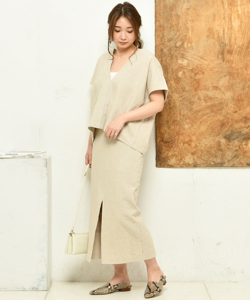 DouDou(ドゥドゥ)の「深Vブラウス(シャツ/ブラウス・レディース・ベージュ/レッド・FREE)」の14枚目の写真