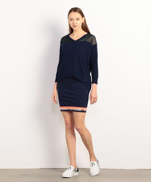 ARMANI EXCHANGE(アルマーニエクスチェンジ)の「【A|Xアルマーニ エクスチェンジ】ロゴヘム ジャージースカート(スカート・レディース・ブルー・MEDIUM/SMALL/X-SMALL)」の12枚目の写真