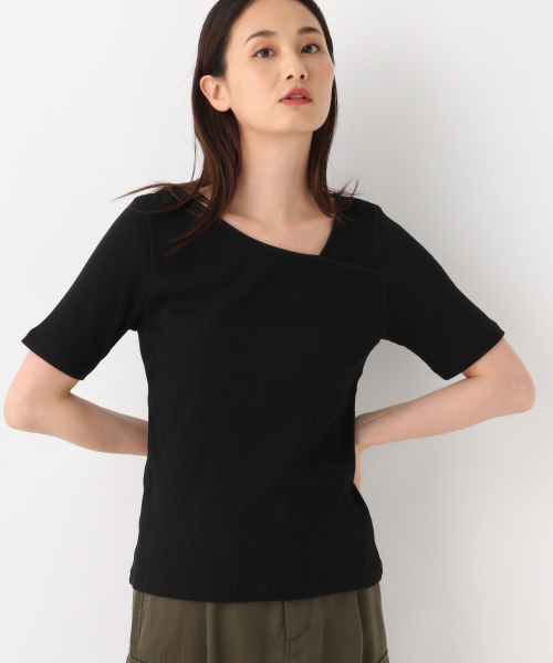 GLOBAL WORK（グローバルワーク）の「リブアシメネックプルオーバー【UVケア】/839929（Tシャツ/カットソー・レディース・ホワイト/オフホワイト/ネイビー/ブラック・MEDIUM/LARGE）」の13枚目の写真