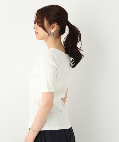 GLOBAL WORK（グローバルワーク）の「リブアシメネックプルオーバー【UVケア】/839929（Tシャツ/カットソー・レディース・ホワイト/オフホワイト/ネイビー/ブラック・MEDIUM/LARGE）」の14枚目の写真