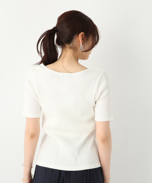 GLOBAL WORK（グローバルワーク）の「リブアシメネックプルオーバー【UVケア】/839929（Tシャツ/カットソー・レディース・ホワイト/オフホワイト/ネイビー/ブラック・MEDIUM/LARGE）」の15枚目の写真