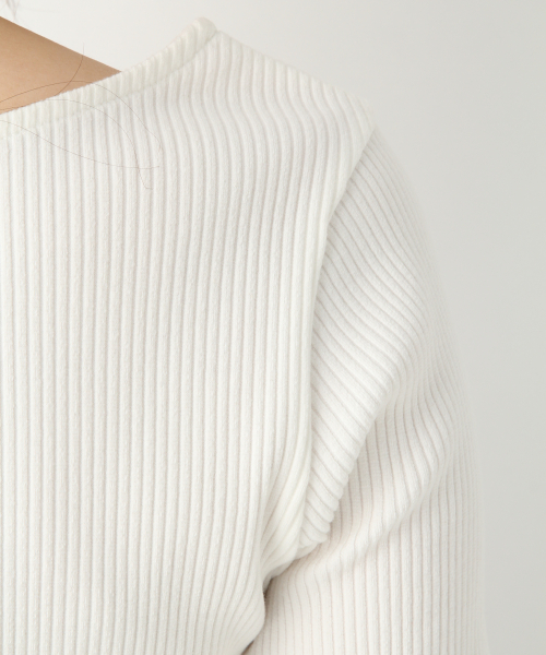 GLOBAL WORK（グローバルワーク）の「リブアシメネックプルオーバー【UVケア】/839929（Tシャツ/カットソー・レディース・ホワイト/オフホワイト/ネイビー/ブラック・MEDIUM/LARGE）」の16枚目の写真