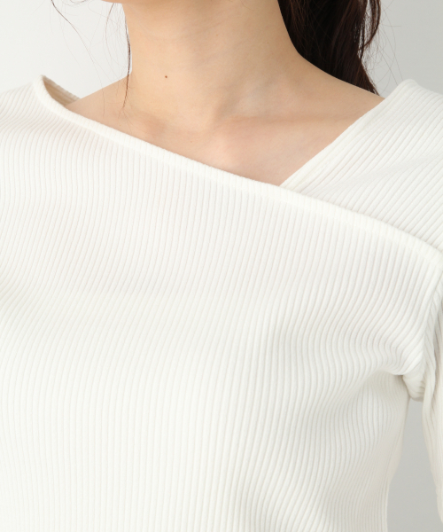 GLOBAL WORK（グローバルワーク）の「リブアシメネックプルオーバー【UVケア】/839929（Tシャツ/カットソー・レディース・ホワイト/オフホワイト/ネイビー/ブラック・MEDIUM/LARGE）」の17枚目の写真