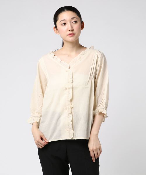 flower（フラワー）の「フリルレディブラウス（シャツ/ブラウス・レディース・ブラック/アイボリー・FREE）」の6枚目の写真