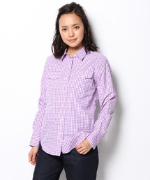 23区/canclini◆ VERY ギンガムチェック シャツ ネイビー 48 美品 23区 canclini コットン ギンガムチェック ネイビー M