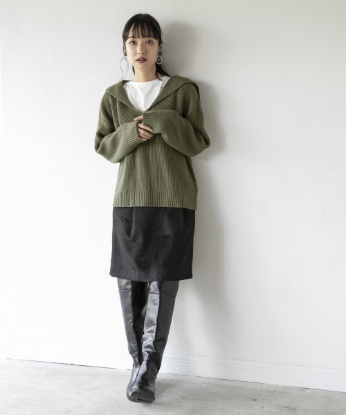 LOWRYS FARM（ローリーズファーム）の「セーラープルオーバー　858357（ニット/セーター・レディース・アイボリー/カーキ/ライトグレー・FREE）」の8枚目の写真