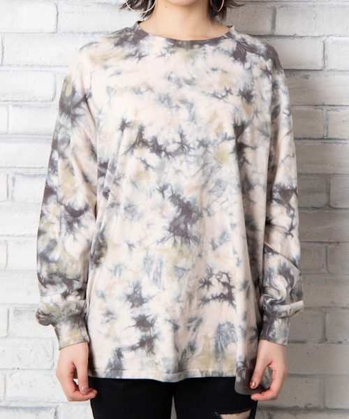 WEGO（ウィゴー）の「WEGO/タイダイビッグシルエットロンT（Tシャツ/カットソー・レディース・グリーン/グレー・FREE）」の6枚目の写真