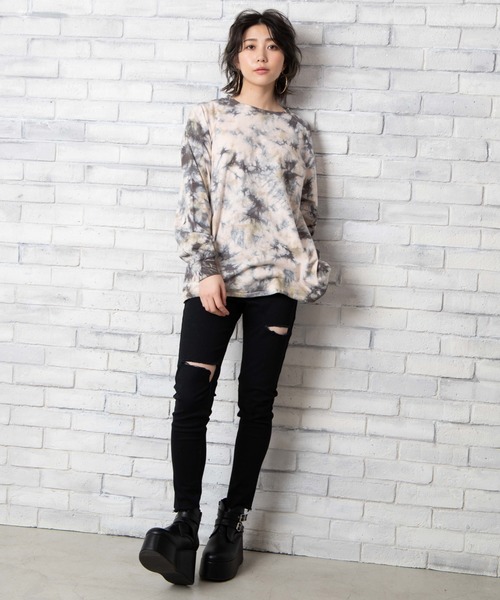 WEGO（ウィゴー）の「WEGO/タイダイビッグシルエットロンT（Tシャツ/カットソー・レディース・グリーン/グレー・FREE）」の13枚目の写真