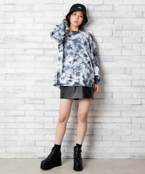 WEGO（ウィゴー）の「WEGO/タイダイビッグシルエットロンT（Tシャツ/カットソー・レディース・グリーン/グレー・FREE）」の7枚目の写真