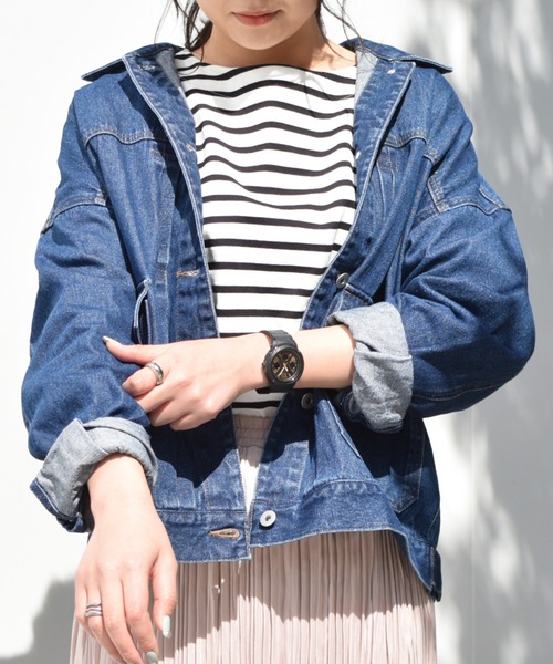 Ambre Neige（アンブルネージュ）の「デニムジャケット／【WEB/EC限定商品】（デニムジャケット・レディース・ネイビー/オフホワイト/ライトインディゴブルー・FREE）」の14枚目の写真