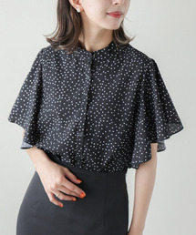 ラッフルスリーブシフォンブラウス
