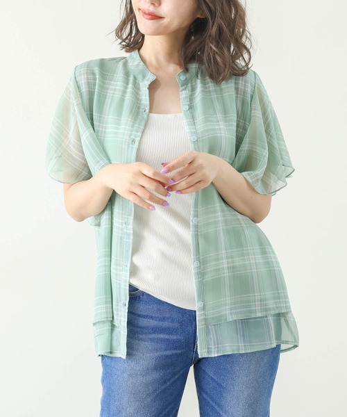 SUGAR BISKET（シュガービスケット）の「ラッフルスリーブシフォンブラウス（シャツ/ブラウス・レディース・ブラック/ブラウン/ミント/ピンク/ホワイト/ブルー/パープル系その他/ブラック系その他/グリーン系その他・M/L）」の6枚目の写真