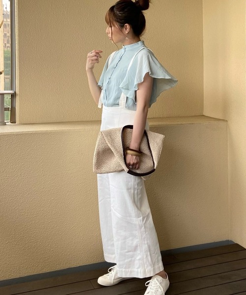 SUGAR BISKET（シュガービスケット）の「ラッフルスリーブシフォンブラウス（シャツ/ブラウス・レディース・ブラック/ブラウン/ミント/ピンク/ホワイト/ブルー/パープル系その他/ブラック系その他/グリーン系その他・M/L）」の15枚目の写真