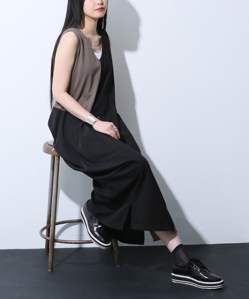 Norma Kamali ワンピース ドレス 長袖 ドレープ アシメ ドレスプラス DRESS+ レースワンピース ロングフレアワンピース